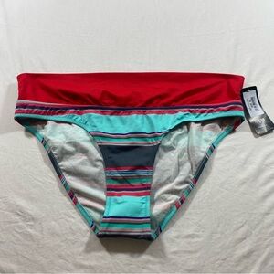 Pez D'Or Barcelona Maternity X-Large Red SwimTeal Striped Bikini Bottom NWT Wide